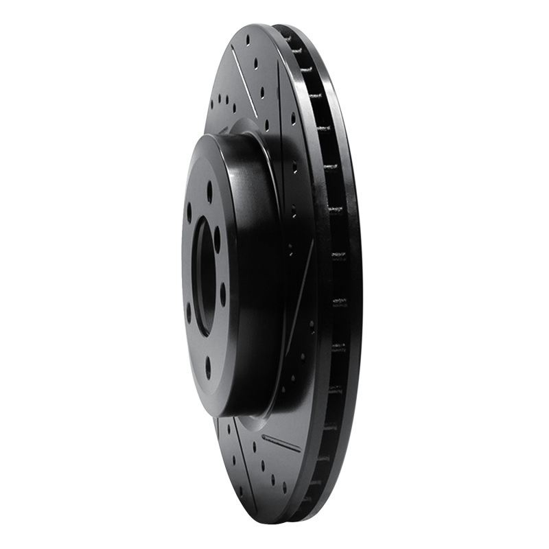 BMW 330I Brake Rotor (1) - Front Right - R1 Concepts - Drilled & Slotted - Black - `01-`08